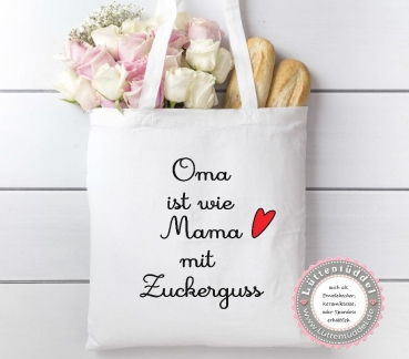 Oma ist wie Mama mit Zuckerguß Vintage Tasche Tasche Beutel Einkaufstasche Wunschname Geschenk Geburtstag Weihnachten Lüttentüddel®